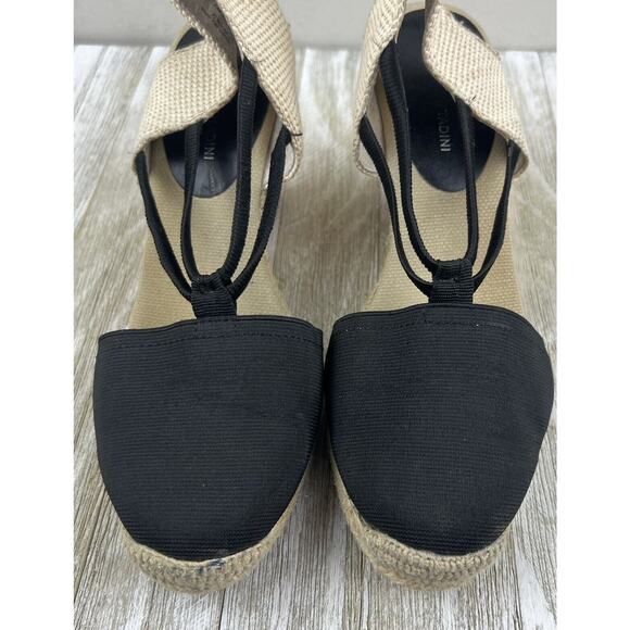 Adrienne Vittadini Shoes Wedge Espadrilles Black Tan Stretch 8.5 - Picture 3 of 10